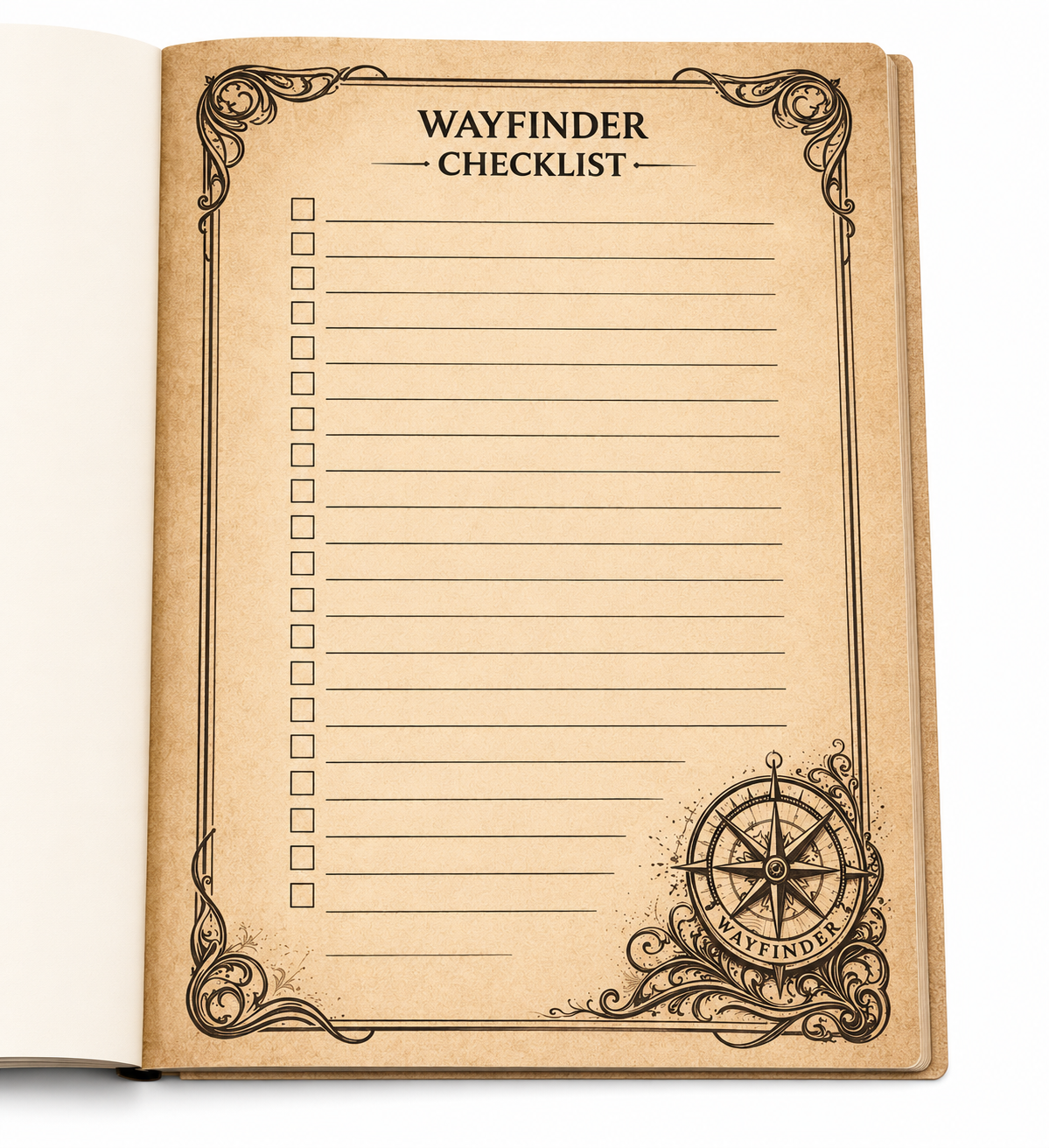 The Wayfinder hiking and backpacking journal — premium paper, gold-foil hardcover detail